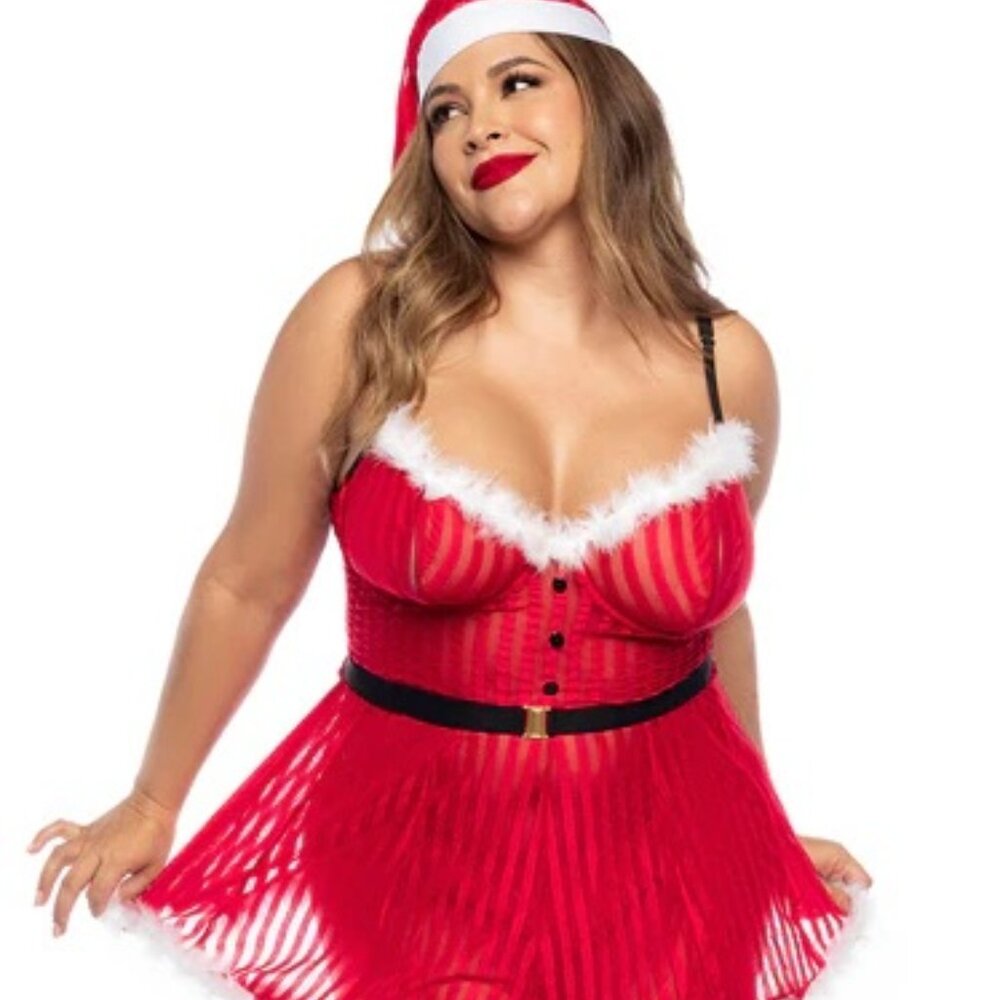 Sexy Santa Set Lingerie Costume Mrs. Claus Plus Size Babydoll